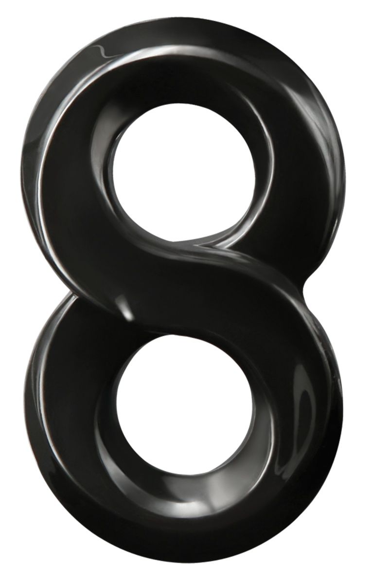 Черное эрекционное кольцо с подхватом мошонки Lucky 8