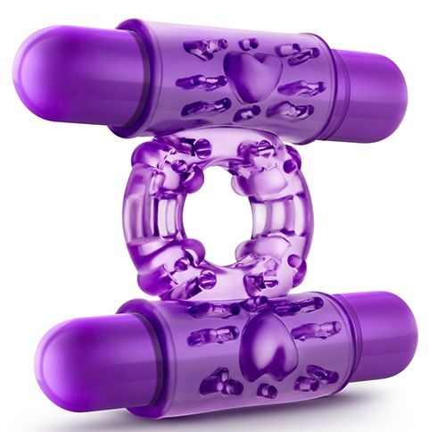 Фиолетовое эрекционное виброкольцо Double Play