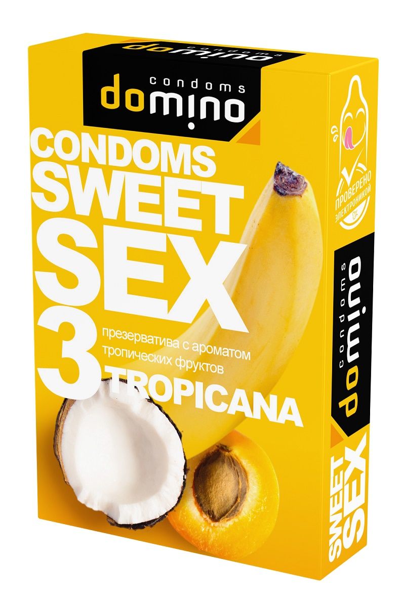 Презервативы для орального секса DOMINO Sweet Sex с ароматом тропических  фруктов - 3 шт. - Интим-магазин Ночная Сказка