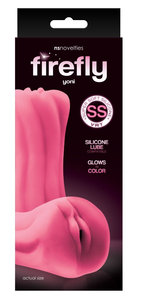 Розовый, светящийся в темноте мастурбатор-вагина из мягкого силикона Yoni