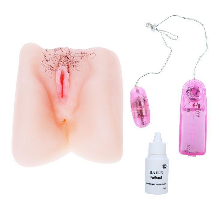 Мягкая вибрирующая вагина с волосиками и анусом