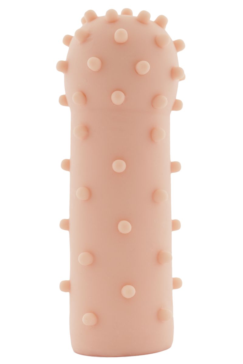 Удлиняющая телесная насадка на пенис с шишечками XLover - 18 см.