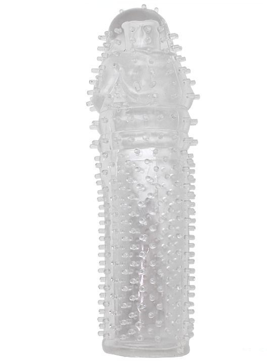 Прозрачная насадка из геля с шипами - 14 см.