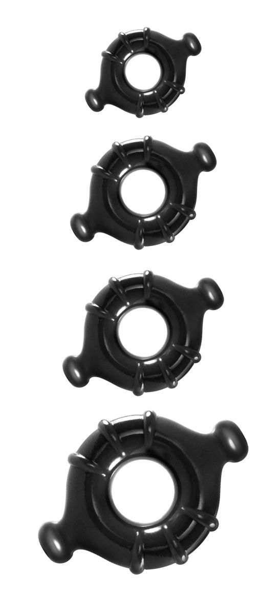 Набор черных эрекционных колец Vitality Rings разного диаметра