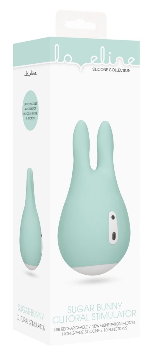 Зеленый клиторальный стимулятор Sugar Bunny - 9,5 см.