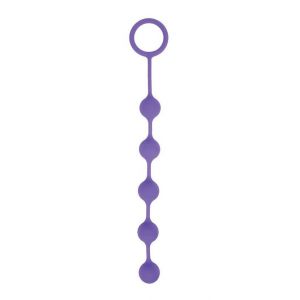 Фиолетовая анальная цепочка с кольцом-ограничителем - 23 см.
