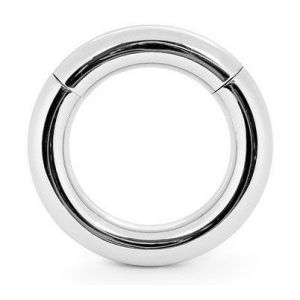Серебристое среднее эрекционное кольцо на магнитах 